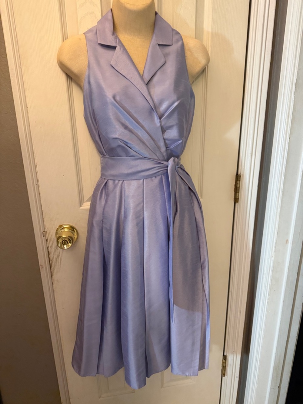 Evan Picone Lavender Sleeveless Wrap Midi Dress